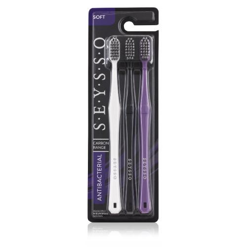 SEYSSO Carbon Antibacterial Manualna szczoteczka do zęb&oacute;w, 3szt.