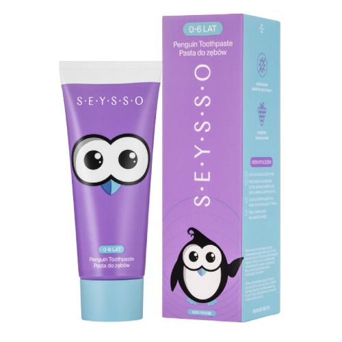 Zdjęcie produktu - SEYSSO Kids Penguin Pasta do zęb&oacute;w dla dzieci 0-6 lat malinowa, 75ml