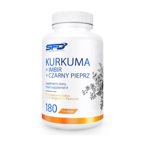 Zdjęcie produktu - SFD Kurkuma + Imbir + Czarny pieprz, 180 tabl.