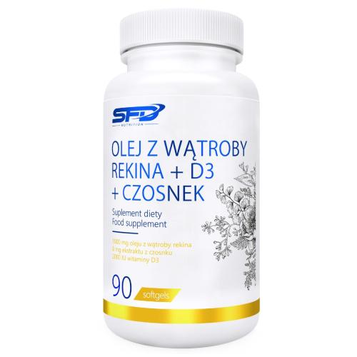 Zdjęcie produktu - SFD Olej z wątroby rekina + D3 + Czosnek, 90 kaps.