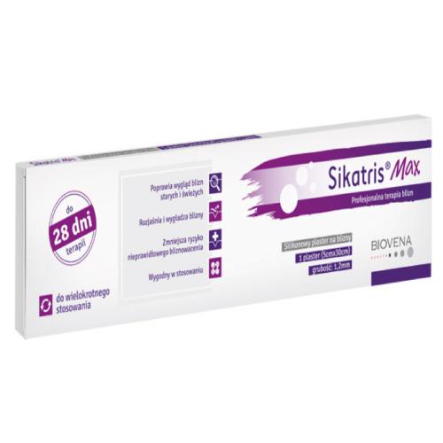 Zdjęcie produktu - SIKATRIS Max Plaster silikonowy na blizny 5x30cm, 1 plaster