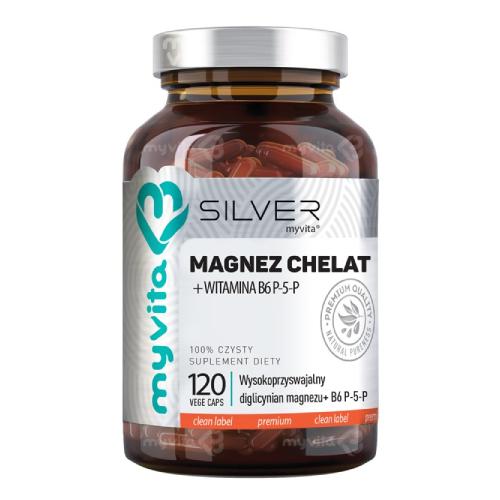 Zdjęcie produktu - MyVita Silver Magnez chelat + witamina B6 P-5-P, 120 kaps.
