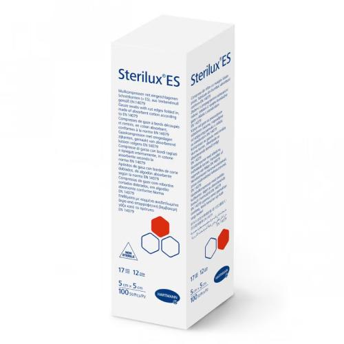 Zdjęcie produktu - STERILUX ES Kompresy gazowe niejałowe 17-nitkowe 12-warstwowe 5x5cm, 100 szt.