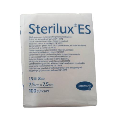 Zdjęcie produktu - Sterilux ES Kompresy z gazy opatrunkowej niejałowe 13-nitkowe 8-warstwowe 7,5 x 7,5cm, 100 sztuk