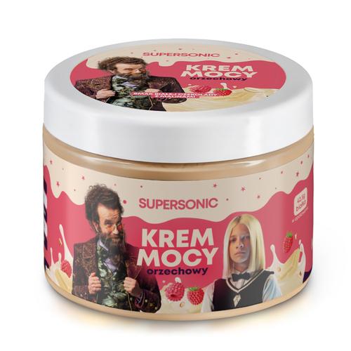 SUPERSONIC Kleks Krem Mocy Krem orzechowy o smaku białej czekolady z malinami, 250g