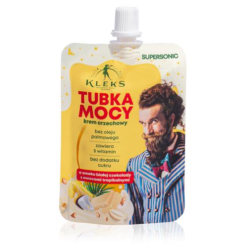 SUPERSONIC Kleks Tubka Mocy Krem orzechowy o smaku białej czekolady z owocami tropikalnymi, 50g 