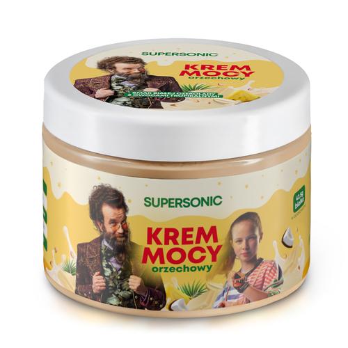 SUPERSONIC Kleks Krem Mocy Krem orzechowy o smaku białej czekolady z owocami tropikalnymi, 250g