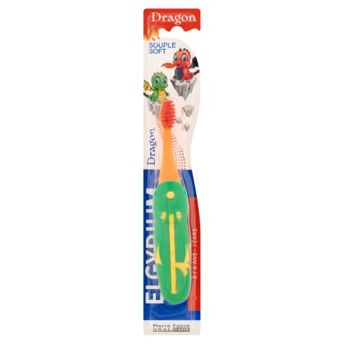 Zdjęcie produktu - Elgydium Dragon Souple Soft Szczoteczka do zęb&oacute;w dla dzieci 2-6lat miękka, 1 szt.