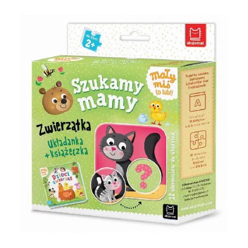 AKSJOMAT Szukamy mamy. Zwierzątka. Mały miś to lubi! Układanka + książeczka 0-3