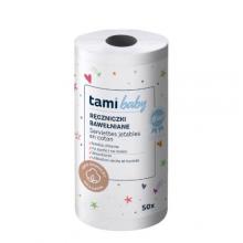 Zdjęcie produktu - TAMI MyBaby Bawełniane ręczniki dla noworodk&oacute;w i niemowląt, rolka, 50 szt.