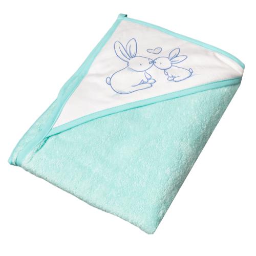 Zdjęcie produktu - TEGA BABY Okrycie kąpielowe 100x100cm KR&Oacute;LICZKI jasnozielone, 1 szt.