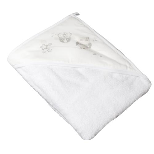 Zdjęcie produktu - TEGA BABY Okrycie kąpielowe 80x80cm SOWA białe,1 szt.