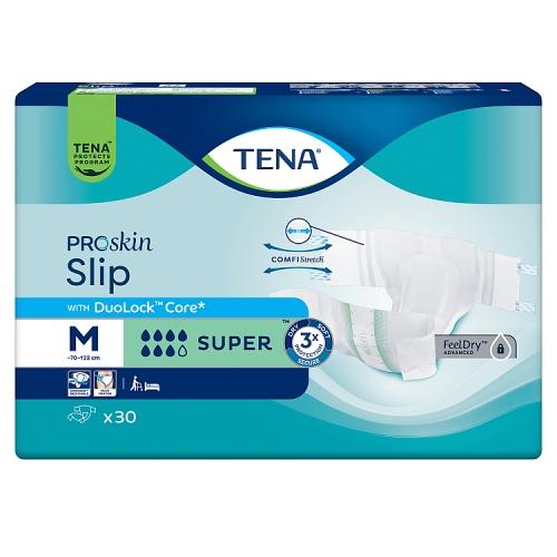 Zdjęcie produktu - Tena ProSkin Slip Pieluchomajtki z rzepami Super M, 30 szt.