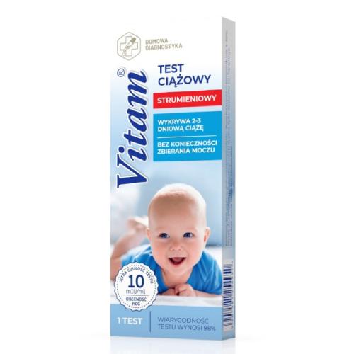 Zdjęcie produktu - Test ciążowy VITAM Strumieniowy -10 mlU/ml