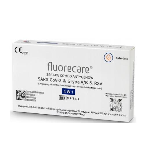 Zdjęcie produktu - Test FLUORECARE COVID-19 Grypa A+B, RSV Combo
