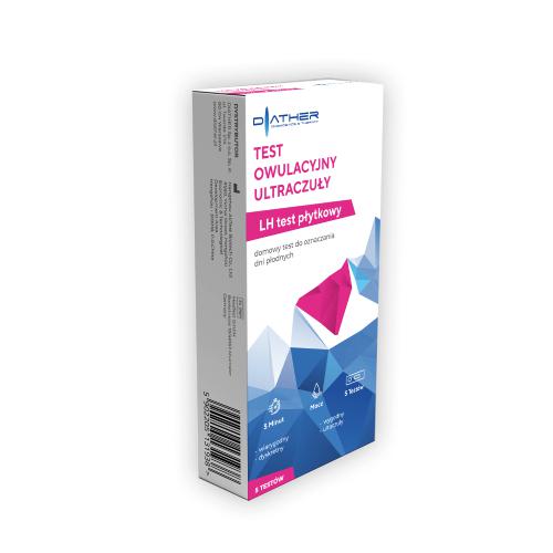 Zdjęcie produktu - DIATHER Test owulacyjny ultraczuły płytkowy, 5 test&oacute;w