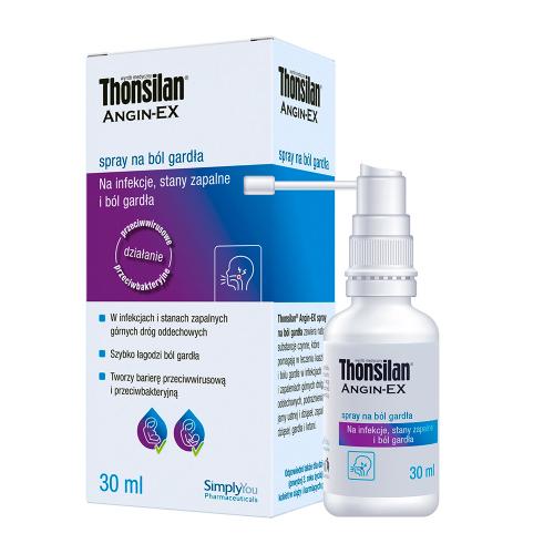 Zdjęcie produktu - Thonsilan Angin-EX Spray na b&oacute;l gardła, 30 ml USZKODZONE TEKTUROWE OPAKOWANIE