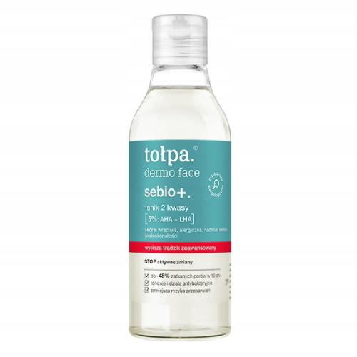 Zdjęcie produktu - TOŁPA Dermo Face Sebio+ Tonik 2 kwasy AHA + LHA, 200ml
