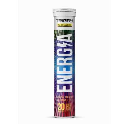Zdjęcie produktu - TRIGGY Energia tabletki musujące kofeina, tauryna, guarana + witamina B, 20tabl. KR&Oacute;TKA DATA 31.10.2026