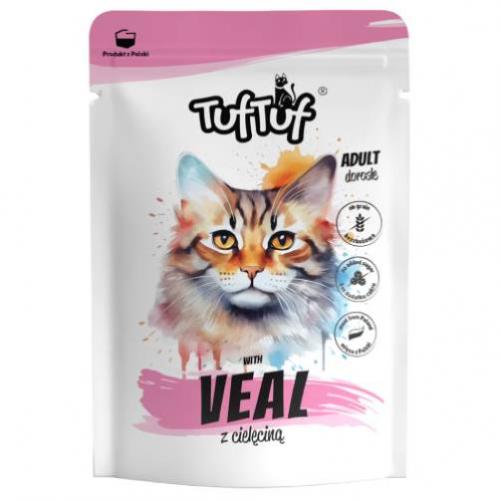 Zdjęcie produktu - TufTuf Mokra karma dla kota Mielonka z cielęciną (dorosły), 300 g