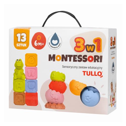 Tullo 3w1 Montessori Sensoryczny zestaw edukacyjny 6m+, 13 szt.
