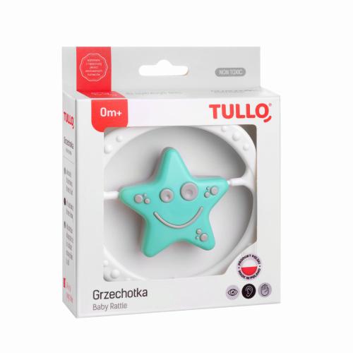 Zdjęcie produktu - TULLO Grzechotka sensoryczna gwiazdka miętowo-szara