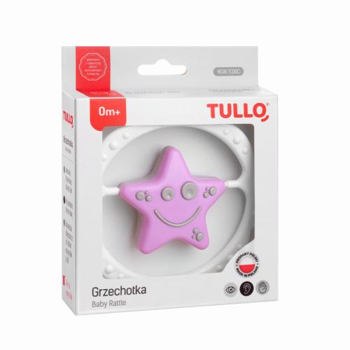 Zdjęcie produktu - TULLO Grzechotka sensoryczna gwiazdka r&oacute;żowo-szara