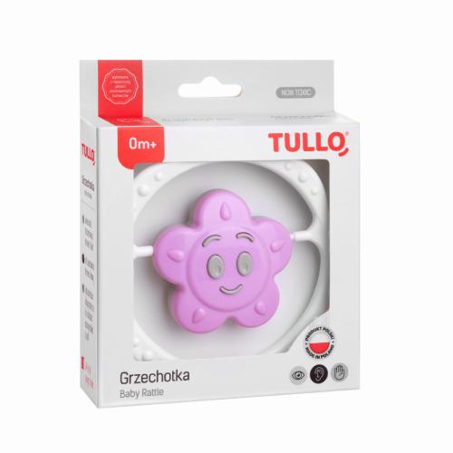 Zdjęcie produktu - TULLO Grzechotka sensoryczna kwiatek r&oacute;żowo-szary