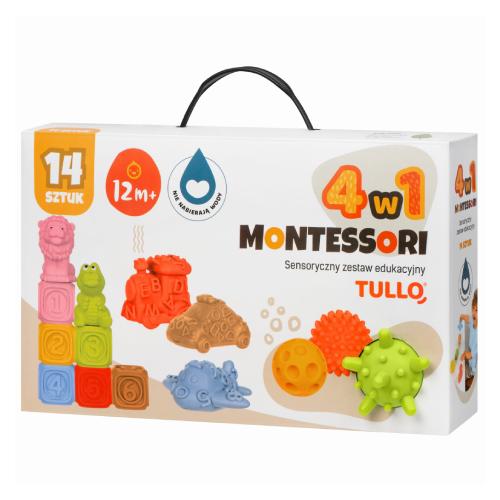 Tullo 4w1 Montessori Sensoryczny zestaw edukacyjny 12m+, 14 szt.