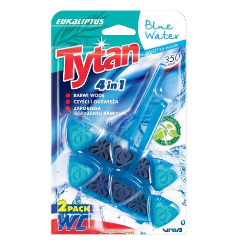 Zdjęcie produktu - TYTAN Czterofunkcyjna zawieszka do WC barwiąca wodę Blue Water Eukaliptus, 2x40g