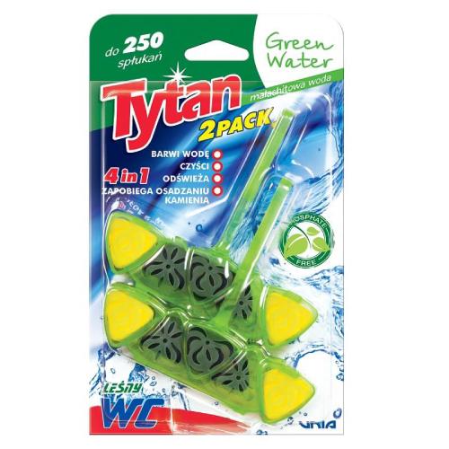 Zdjęcie produktu - TYTAN Czterofunkcyjna zawieszka do WC barwiąca wodę Green Water, 2x40g