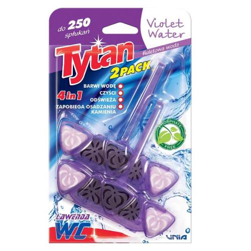 Zdjęcie produktu - TYTAN Czterofunkcyjna zawieszka do WC barwiąca wodę Violet Water, 2x40g