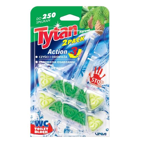Zdjęcie produktu - TYTAN Kostka toaletowa do WC Action 3 Forest, 2x40g
