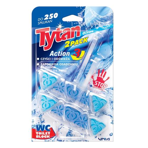 Zdjęcie produktu - TYTAN Kostka toaletowa do WC Action 3 Ocean, 2x40g