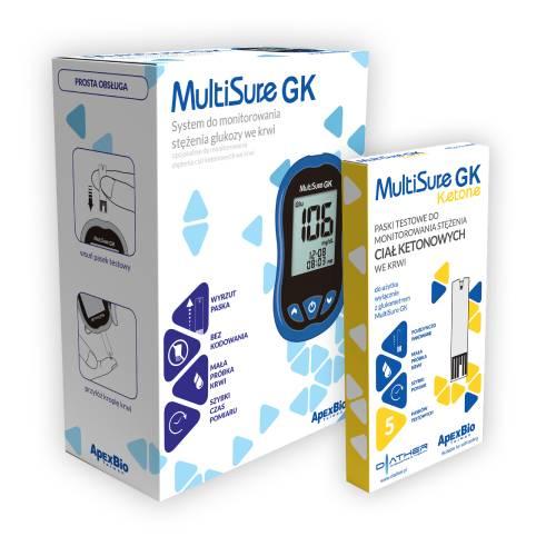 Miniaturka artykułu - Multisure GK Ketone Aparat do pomiaru stężenia ciał ketonowych we krwi + 5 pask&oacute;w testowych