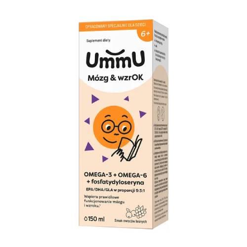 Zdjęcie produktu - UmmU M&oacute;zg & wzrOK 6+ płyn o smaku owoc&oacute;w leśnych, 150 ml - dla dzieci 