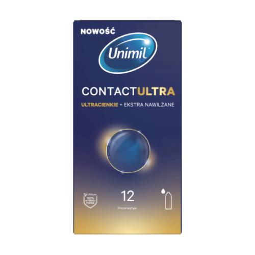 Zdjęcie produktu - UNIMIL CONTACT ULTRA Ultracienkie ekstra nawilżane prezerwatywy lateksowe, 12szt.