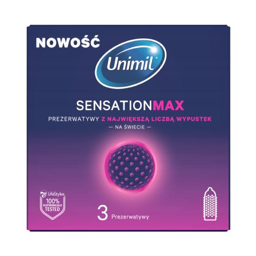 Zdjęcie produktu - UNIMIL SENSATION MAX Prezerwatywy lateksowe z wypustkami, 3szt.