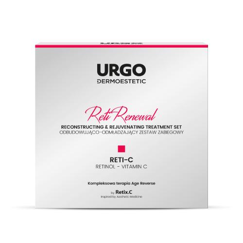 URGO DERMOESTETIC RetiRenewal Zestaw Zabiegowy odbudowująco-odmładzający RETI-C (Krem aktywujący, 2x5ml + Maska do twarzy, szyi i dekoltu, 4x3ml + Kojąco-regenerujące serum pozabiegowe, 10ml)