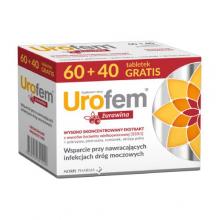 Zdjęcie produktu - Urofem żurawina, 60 + 40 tabl. - suplement diety z ekstraktem z żurawiny i witaminą C