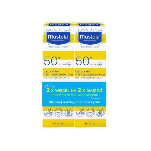 Miniaturka artykułu - Mustela Bebe Enfant Mleczko przeciwsłoneczne dla całej rodziny dla sk&oacute;ry wrażliwej SPF 50+ UVA 0 m+, 2 x 40 ml