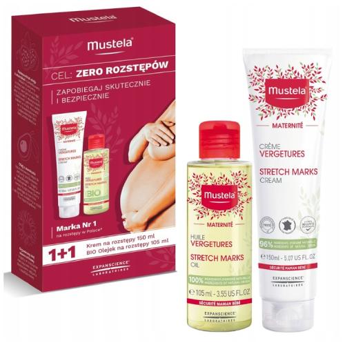 Mustela Maternite Zestaw Cel: Zero Rozstęp&oacute;w (Krem, 150 ml + Olejek, 105 ml)