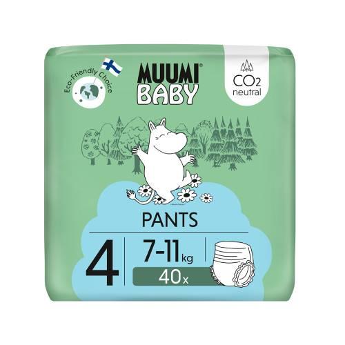 Miniaturka artykułu - MUUMI Baby Pieluchomajtki Pants rozmiar 4 (7-11kg), 40 sztuk