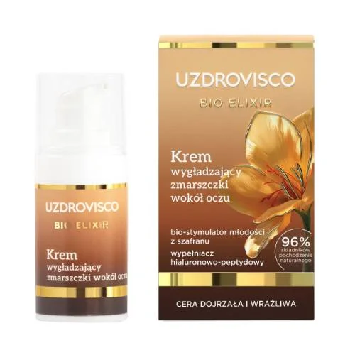 Zdjęcie produktu - Uzdrovisco Bio Elixir Krem wygładzający zmarszczki wok&oacute;ł oczu z szafranem, 15 ml