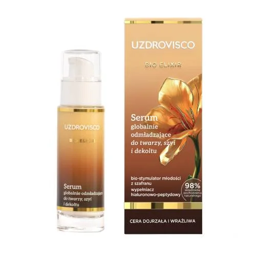 Zdjęcie produktu - Uzdrovisco Bio Elixir Serum globalnie odmładzające do twarzy, szyi i dekoltu z szafranem, 30 ml