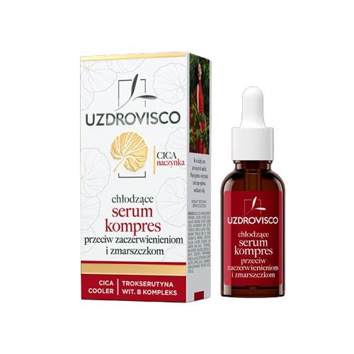 Zdjęcie produktu - UZDROVISCO CICA Naczynka Serum kompres do twarzy redukujący zaczerwienienia i zmarszczki do cery naczynkowej, 30 ml