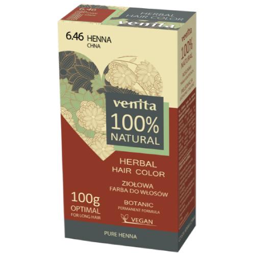 Zdjęcie produktu - VENITA 100% Natural Ziołowa farba do włos&oacute;w 6.46 Henna, 100g