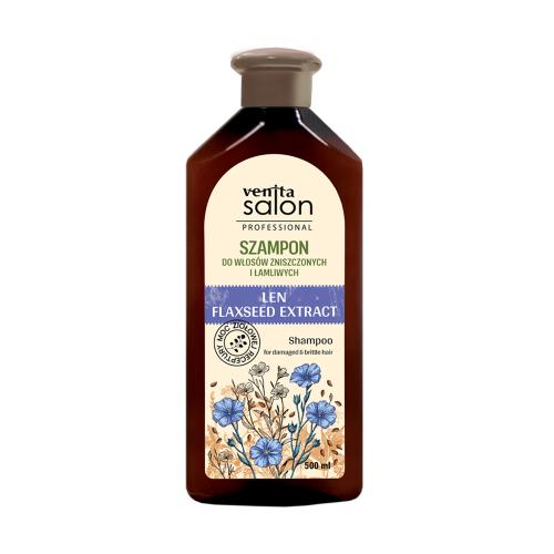 Zdjęcie produktu - VENITA Salon Professional Szampon z lnem do włos&oacute;w zniszczonych i łamliwych, 500ml