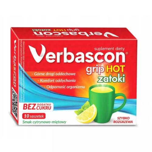 Zdjęcie produktu - Verbascon Grip Hot Zatoki, 10 sasz.