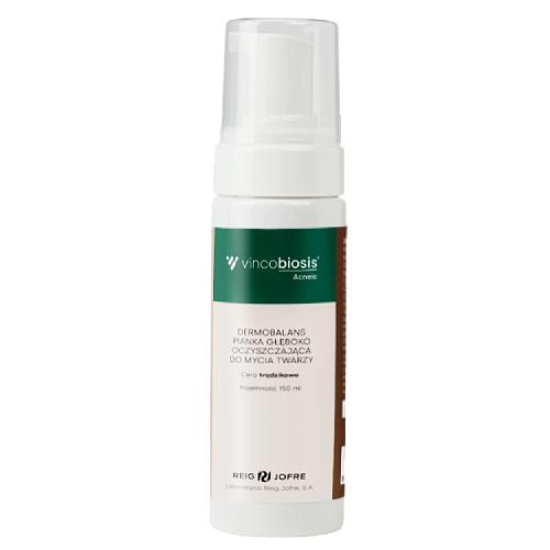 Zdjęcie produktu - Vincobiosis Acenic Dermobalans Pianka głęboko oczyszczająca do mycia twarzy, 150 ml